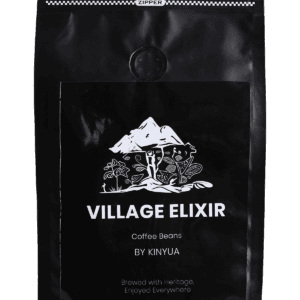 Village Elixir Premium Arabica Coffee Beans 250g pack, craft roasted whole coffee beans with rich aroma and smooth flavor for home brewing.